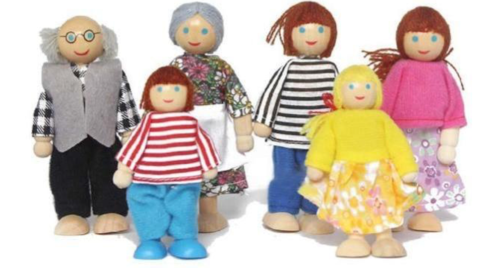 Wooden Doll House - Six Family Members